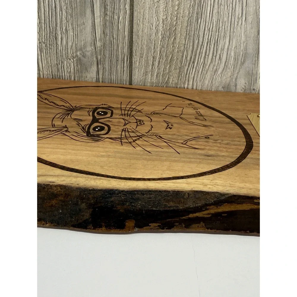 Handcrafted Harold Rabbit Class of 74 Wood Burned Live Edge Wall Plaque Art